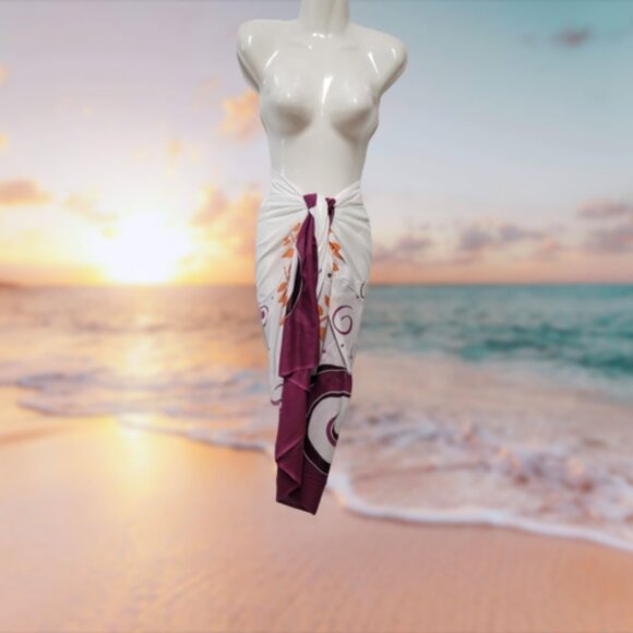 Womens Sarong Cotton Wrap Handpainted Batik Wrapskirt Beach Pareo Beachwear -NEW - Picture 3 of 6